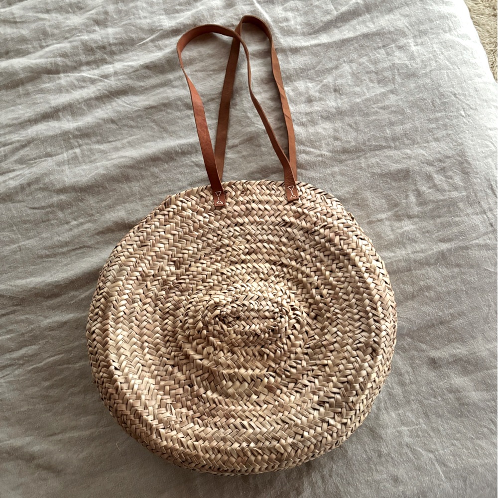 NWT Moroccan Sisal and Leather Woven Tote